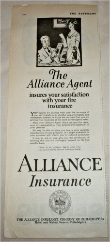 1925 Alliance Insurance ad