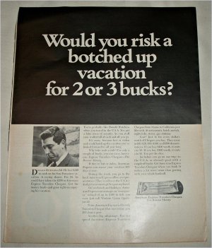 1969 American Express Travelers Cheques ad