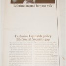 1965 Equitable Life Assurance Lifetime Income For Your Wife ad