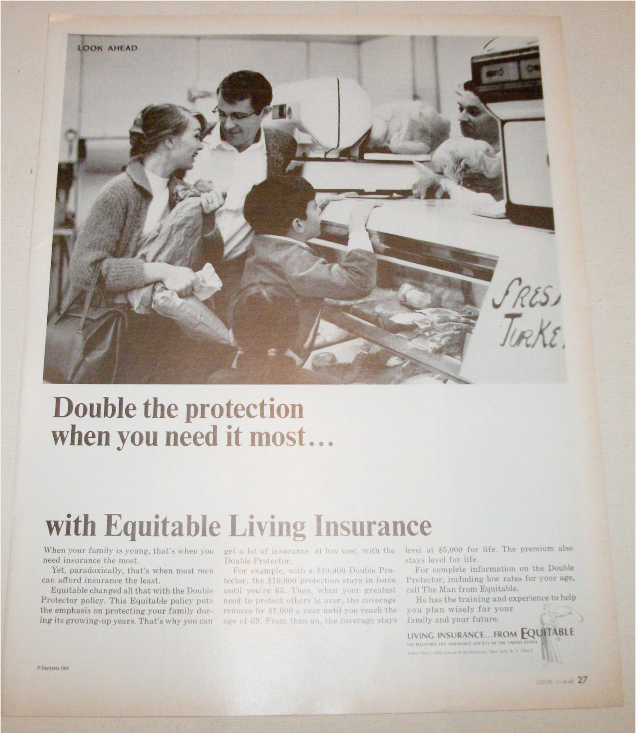 1965 Equitable Life Assurance Double The Protection ad