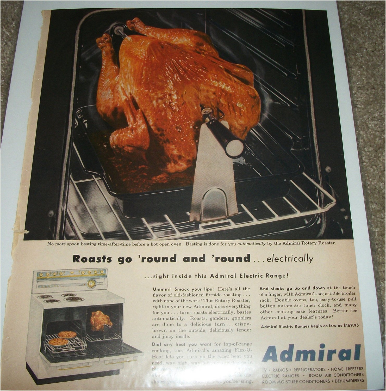 1955 Admiral Electric Range ad