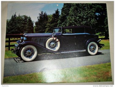 1933 Auburn V12 Convertible car print (black, black top)