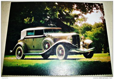 1933 Auburn Convertible car print (grey, white top)