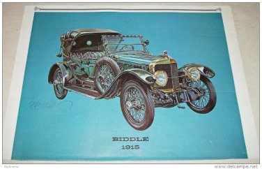 1915 Biddle Touring car print (blue, black top)