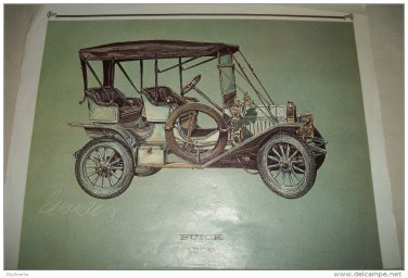 1909 Buick Touring car print (green, black top)