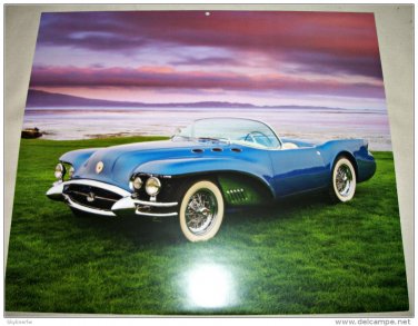 1954 Buick Wildcat II Convertible car print (blue, no top)