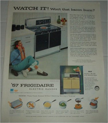 1957 Frigidaire Electric Range ad