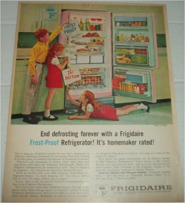 1962 Frigidaire Frost Proof Refrigerator ad