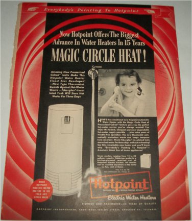 1948 Hotpoint Electric Water Jeater ad
