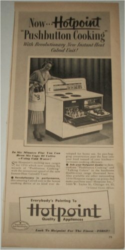 1950 Hotpoint Pushbutton Cooking Electric Range ad