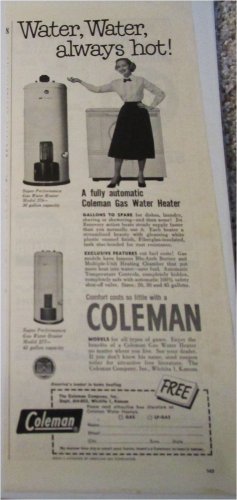 1952 Coleman Gas Water Heater ad
