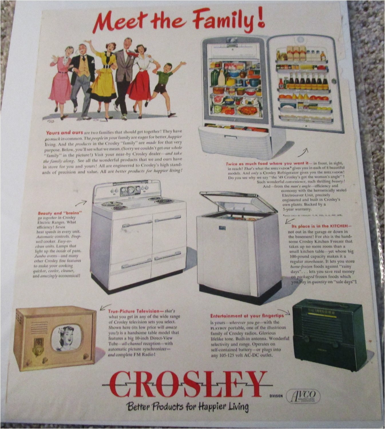 1949 Crosley Appliances ad