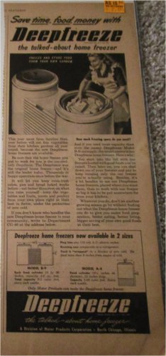 1946 Deepfreeze Freezer ad