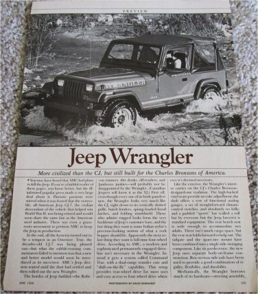 1986 American Motors Jeep Wrangler article