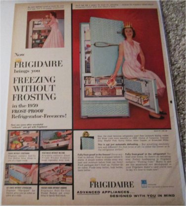 1959 Frigidaire Frost Proof Refrigerator Freezer ad