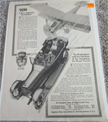 1917 Apperson Roadaplane Touring car ad