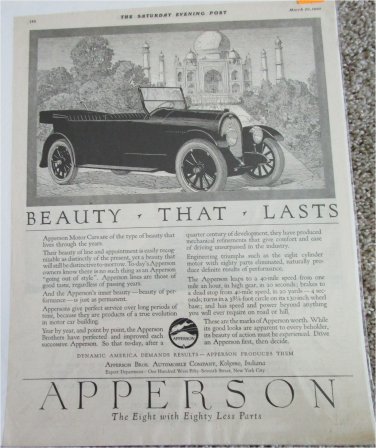 1920 Apperson Eight Touring Beauty That Last car ad