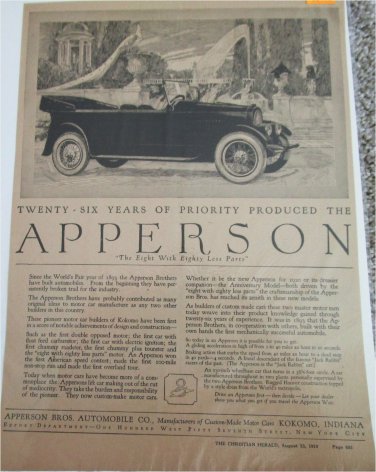 1920 Apperson Eight Touring Twenty Six Years of Priority car ad