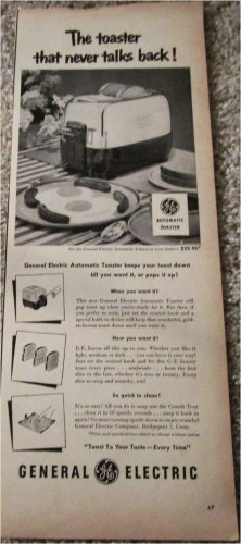 1949 GE Toaster The Toaster That Never Talks Back ad