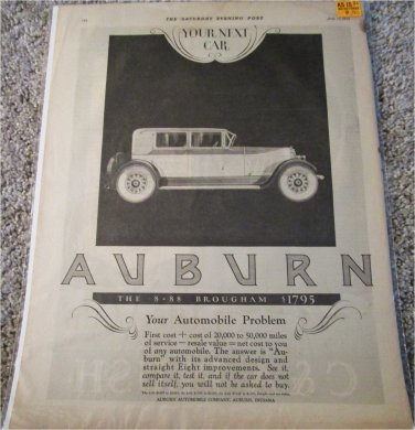 1926 Auburn 8-88 Brougham car ad