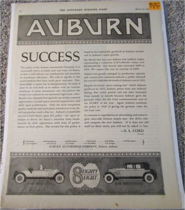1926 Auburn 8-88 car ad