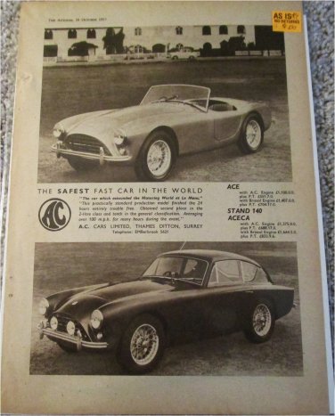 1958 AC Ace Roadster & Aceca ht car ad