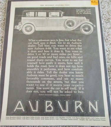 1927 Auburn 8-88 Sedan car ad #1