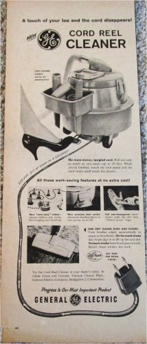 1952 GE Cord Reel Vacum Cleaner ad
