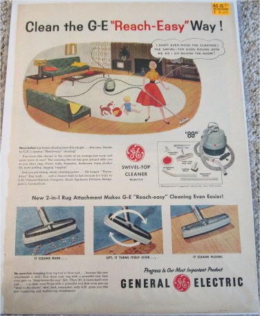 1954 GE Swivel Top Vacum Cleaner ad