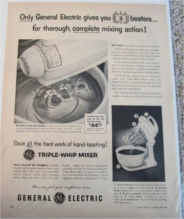 1954 GE Triple-Whip Mixer ad #1