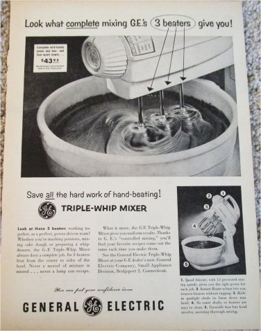 1954 GE Triple-Whip Mixer ad #3