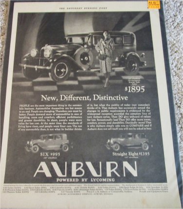 1929 Auburn Straight Eight Sedan car ad