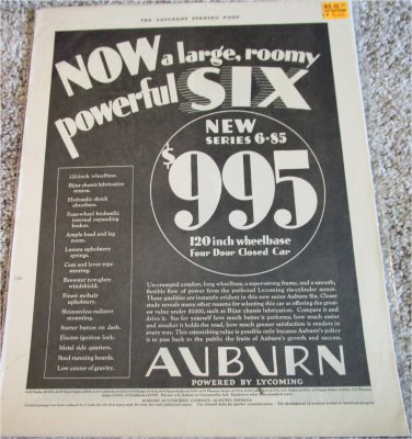 1930 Auburn Six car ad