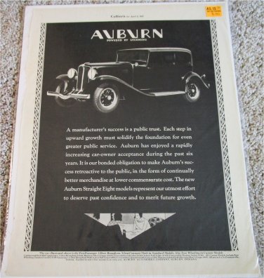 1931 Auburn 2 Door Brougham car ad