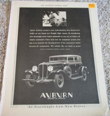 1931 Auburn Straight Eight 4 dr car ad