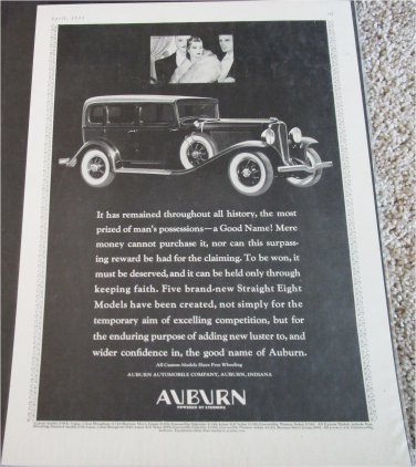 1931 Auburn Straight Eight 4 dr sedan car ad