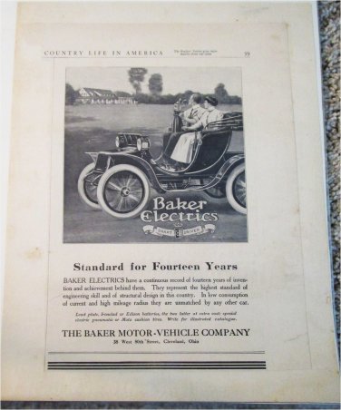 1911 Baker Electric Roadster car ad