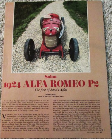 1924 Alfa Romeo P2 car article