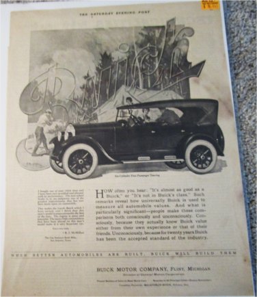 1924 Buick 6 Cylinder 5 Passenger Touring car ad