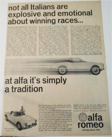 1965 Alfa Romeo Guillia Spider car ad