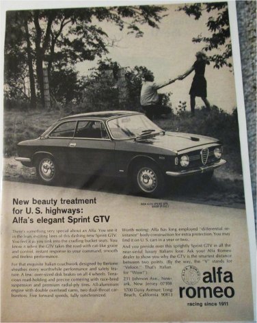 1967 Alfa Romeo Sprint GTV car ad