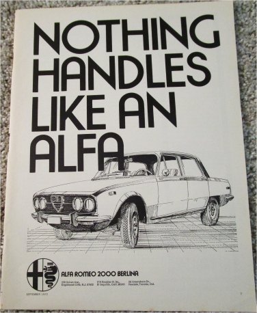 1973 Alfa Romeo 2000 Berlina 4 dr sedan car ad