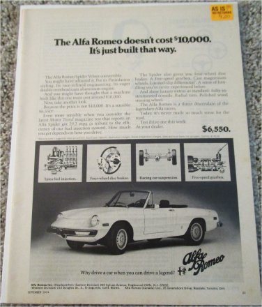 1975 Alfa Romeo Spider Veloce Convertible car ad
