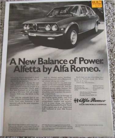 1976 Alfa Romeo Alfetta 4 dr sedan car ad #1