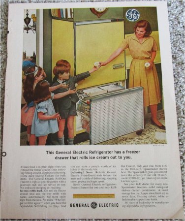 1963 GE Refrigerator Model TC-479X ad (yellow)