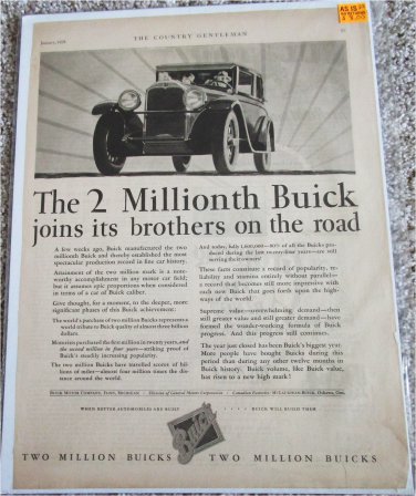 1928 Buick 2 Millionth Buick car ad
