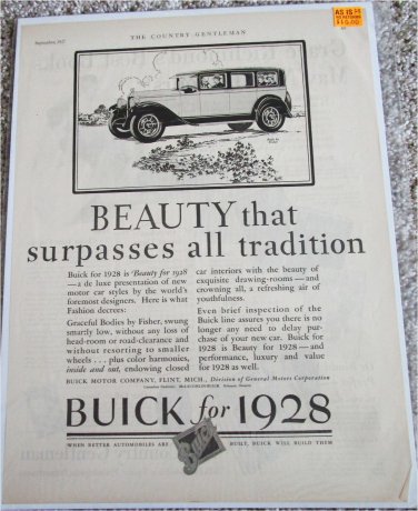 1928 Buick 4 dr sedan Beauty That Surpasses All Tradition car ad