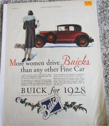 1928 Buick 2 dr coupe More Women Drive Buicks car ad
