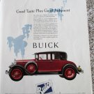 1928 Buick 2 dr coupe Good Taste Plus Good Judgement car ad