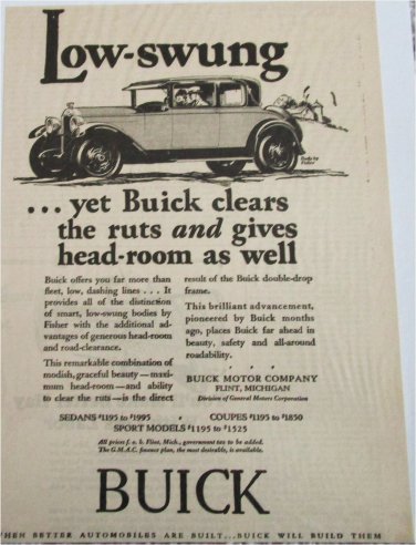 1928 Buick 4 dr sedan Low-Swung car ad